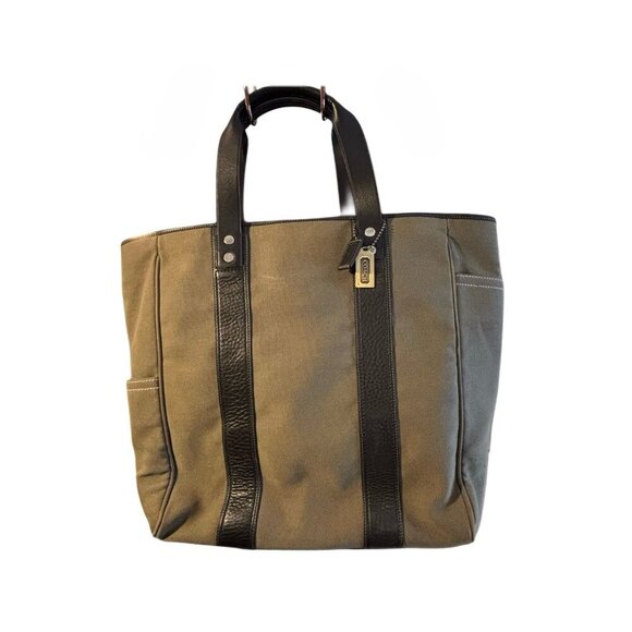 Coach Army Green Bleecker Utility Canvas & Leather Tote Model 5723 - Picture 1 of 8